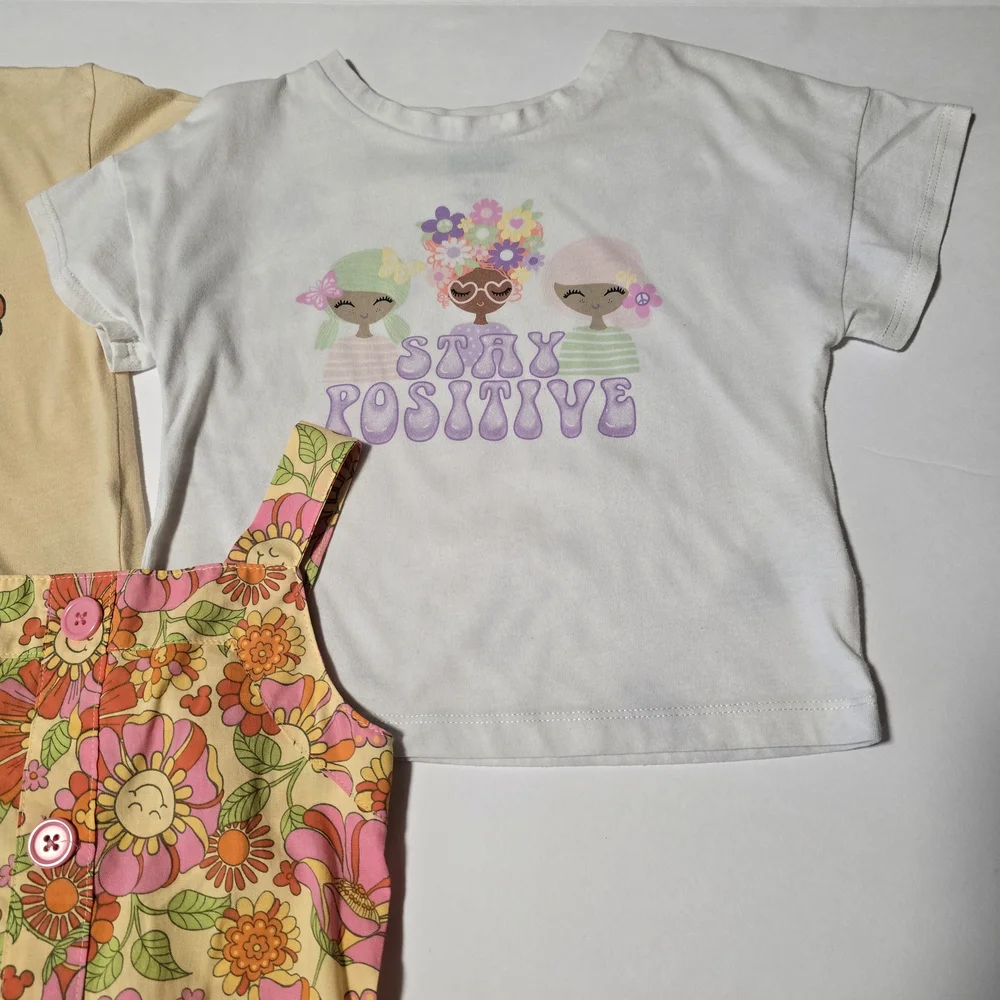 4T Girls' Floral Skirt With Matching Tops - Pink, White and Yellow - Picture 6 of 16